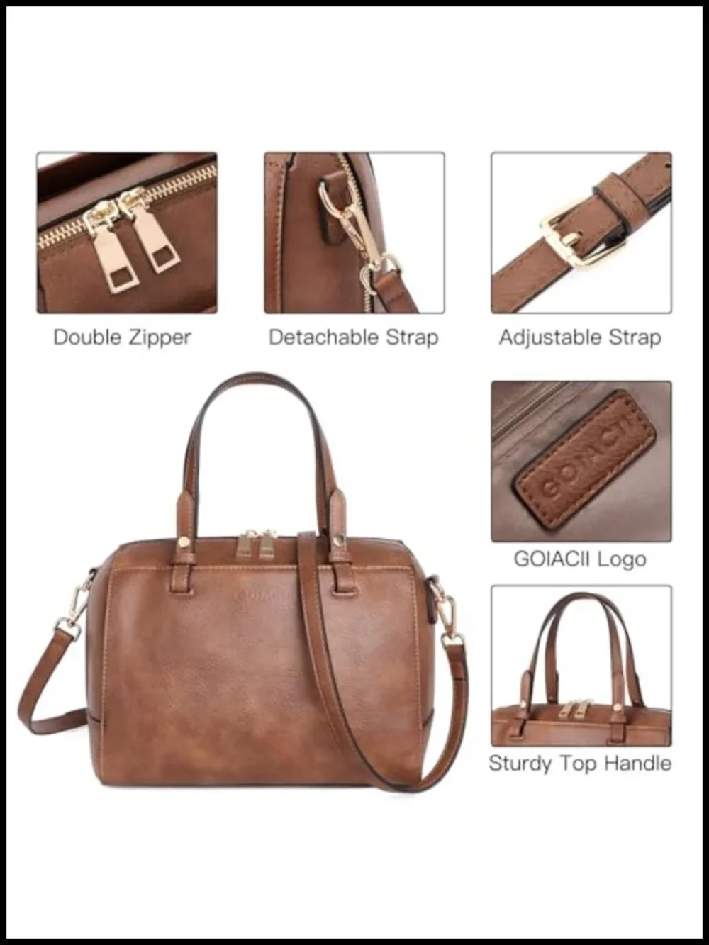 Vegan Leather Satchel Bag Women Top Handle Shoulder Purse